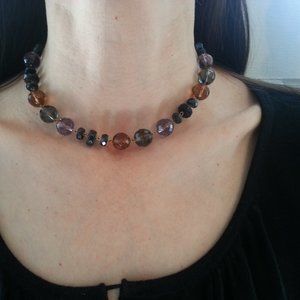 Vintage, cut glass choker in smokey purple colors